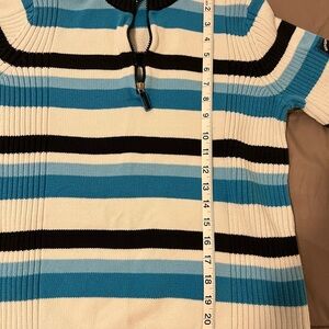 Liz Claiborne Blue and Black Striped Zip-Up Sweater